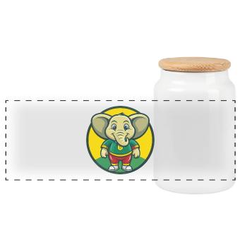 Elefant Niedlich Kawaii Cartoon Clipart Haustier Tier - Panorama Keksdose mit Holzdeckel - Weiß - Vorne