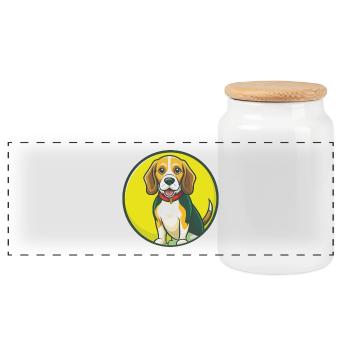 Beagle Hund Niedlich Kawaii Cartoon Clipart Haustier Tier - Panorama Keksdose mit Holzdeckel - Weiß - Vorne