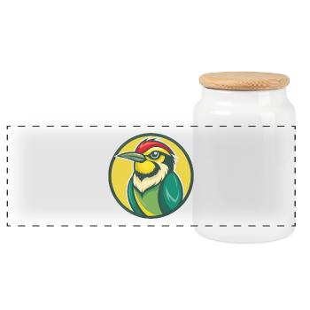 Mangeur d’abeilles Mignon Kawaii Dessin animé Clipart Animal de compagnie - Boîte à biscuits avec couvercle en bois - blanc - Devant