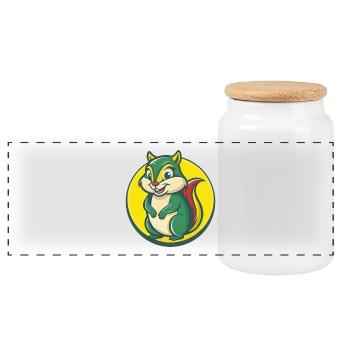 Chipmunk Cute Kawaii Cartoon Clipart Pet Animal - Panoramic Cookie Jar with Wooden Lid - white - Front