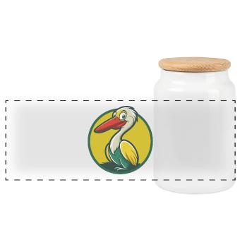 Storch Niedliche Kawaii Cartoon Clipart Haustier Tier - Panorama Keksdose mit Holzdeckel - Weiß - Vorne
