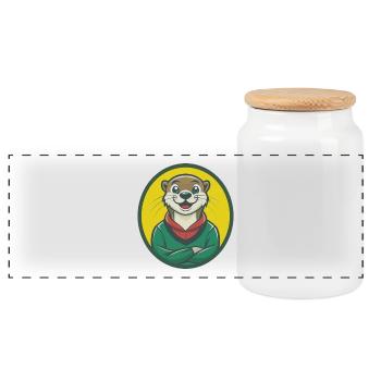 Otter Niedliche Kawaii Cartoon Clipart Haustier Tier - Panorama Keksdose mit Holzdeckel - Weiß - Vorne