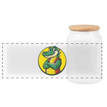 Crocodile Mignon Kawaii Dessin animé Clipart Animal de compagnie - Boîte à biscuits avec couvercle en bois - blanc - Devant