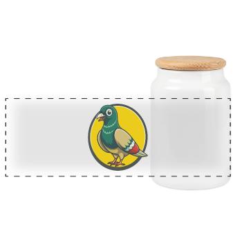 Pigeon Cute Kawaii Cartoon Clipart Pet Animal - Panoramic Cookie Jar with Wooden Lid - white - Front