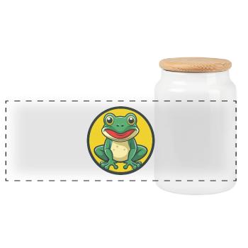 Frog Cute Kawaii Cartoon Clipart Pet Animal - Panoramic Cookie Jar with Wooden Lid - white - Front