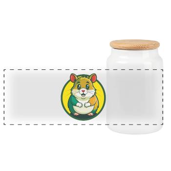 Hamster Niedliche Kawaii Cartoon Clipart Haustier Tier - Panorama Keksdose mit Holzdeckel - Weiß - Vorne