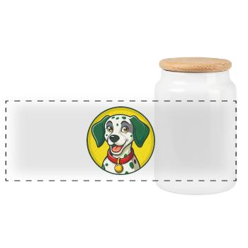 Chien Dalmatien Mignon Kawaii Dessin animé Clipart Animal - Boîte à biscuits avec couvercle en bois - blanc - Devant