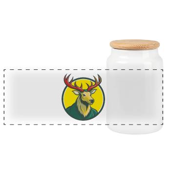 Elk mignon Kawaii dessin animé Clipart Animal de compagnie - Boîte à biscuits avec couvercle en bois - blanc - Devant
