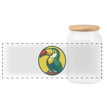Toucan Cute Kawaii Cartoon Clipart Pet Animal - Panoramic Cookie Jar with Wooden Lid - white - Front