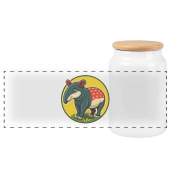 Tapir Niedliche Kawaii Cartoon Clipart Haustier Tier - Panorama Keksdose mit Holzdeckel - Weiß - Vorne