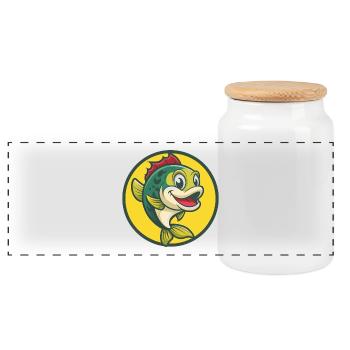 Fish Cute Kawaii Cartoon Clipart Pet Animal - Panoramic Cookie Jar with Wooden Lid - white - Front