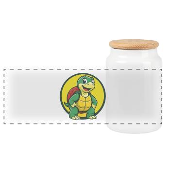 tortue mignon kawaii dessin animé clipart animal de compagnie - Boîte à biscuits avec couvercle en bois - blanc - Devant