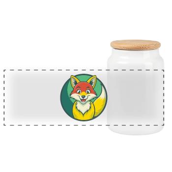 Fuchs süße Kawaii Cartoon Clipart Haustier Tier - Panorama Keksdose mit Holzdeckel - Weiß - Vorne