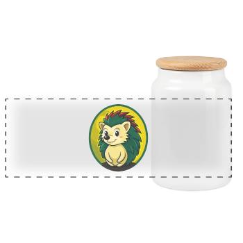 Igel Niedlich Kawaii Cartoon Clipart Haustier Tier - Panorama Keksdose mit Holzdeckel - Weiß - Vorne