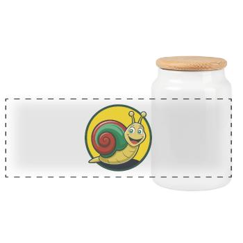 Snail Cute Kawaii Cartoon Clipart Pet Animal - Panoramic Cookie Jar with Wooden Lid - white - Front