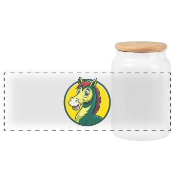 Pferd Niedlich Kawaii Cartoon Clipart Haustier Tier - Panorama Keksdose mit Holzdeckel - Weiß - Vorne