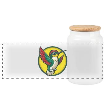 colibri mignon kawaii dessin animé clipart animal de compagnie - Boîte à biscuits avec couvercle en bois - blanc - Devant