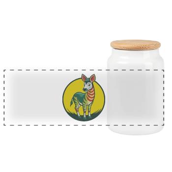 Okapi Niedliche Kawaii Cartoon Clipart Haustier Tier - Panorama Keksdose mit Holzdeckel - Weiß - Vorne
