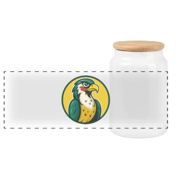 Faucon mignon Kawaii dessin animé Clipart Animal de compagnie - Boîte à biscuits avec couvercle en bois - blanc - Devant