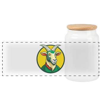 Goat Cute Kawaii Cartoon Clipart Pet Animal - Panoramic Cookie Jar with Wooden Lid - white - Front