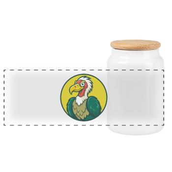 vautour mignon kawaii dessin animé clipart animal de compagnie - Boîte à biscuits avec couvercle en bois - blanc - Devant
