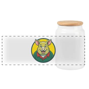 Pig Cute Kawaii Cartoon Clipart Pet Animal - Panoramic Cookie Jar with Wooden Lid - white - Front