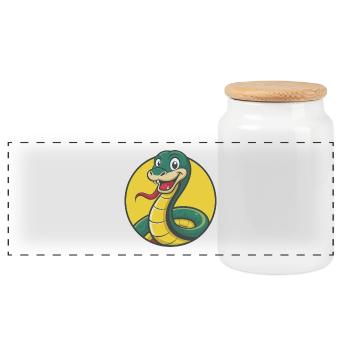 Snake Cute Kawaii Cartoon Clipart Pet Animal - Panoramic Cookie Jar with Wooden Lid - white - Front