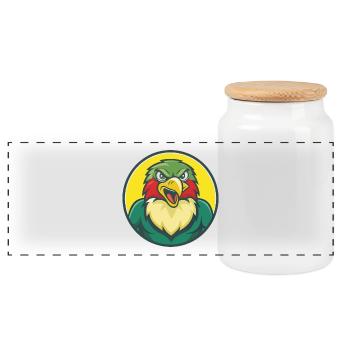 faucon mignon kawaii dessin animé clipart animal de compagnie - Boîte à biscuits avec couvercle en bois - blanc - Devant