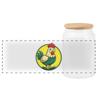 Poule mignon Kawaii dessin animé Clipart Animal de compagnie - Boîte à biscuits avec couvercle en bois - blanc - Devant