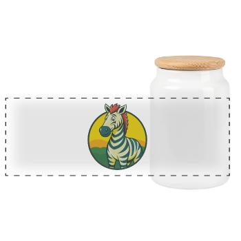 Zebra Cute Kawaii Cartoon Clipart Pet Animal - Panoramic Cookie Jar with Wooden Lid - white - Front