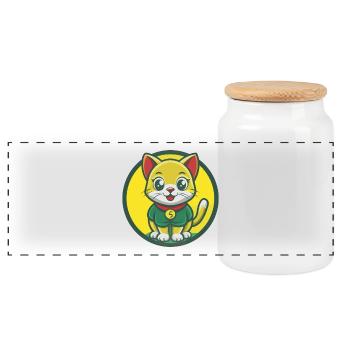 Kitten Cute Kawaii Cartoon Clipart Pet Animal - Panoramic Cookie Jar with Wooden Lid - white - Front