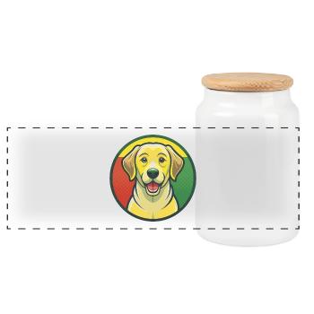 Labrador Retriever Hund Niedliches Kawaii Cartoon Tier - Panorama Keksdose mit Holzdeckel - Weiß - Vorne