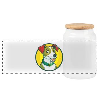 Jack Russell Terrier Chien Mignon Kawaii Dessin Animé Animal de compagnie - Boîte à biscuits avec couvercle en bois - blanc - Devant
