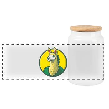 Llama Cute Kawaii Cartoon Clipart Pet Animal - Panoramic Cookie Jar with Wooden Lid - white - Front