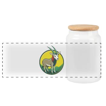 Oryx mignon Kawaii dessin animé Clipart Animal de compagnie - Boîte à biscuits avec couvercle en bois - blanc - Devant