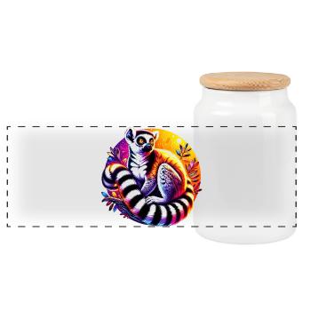 Lémurien - Boîte à biscuits avec couvercle en bois - blanc - Devant