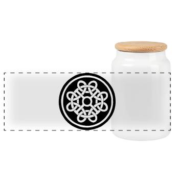 Fleur celte et talisman noir - Boîte à biscuits avec couvercle en bois - blanc - Devant