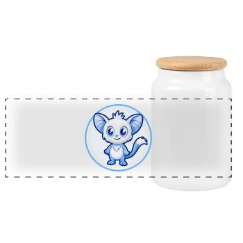Aye Aye Blau Kawaii Cartoon Figur Clipart Haustier - Panorama Keksdose mit Holzdeckel - Weiß - Vorne
