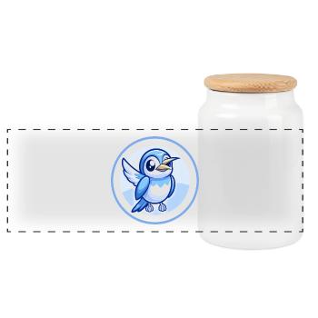 mangeur d’abeilles bleu kawaii dessin animé personnage clipart - Boîte à biscuits avec couvercle en bois - blanc - Devant