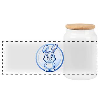 Lapin Bleu Kawaii Dessin Animé Personnage Clipart Animal de compagnie - Boîte à biscuits avec couvercle en bois - blanc - Devant