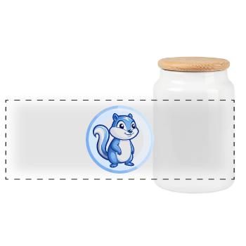 Chipmunk Blue Kawaii Cartoon Character Clipart Pet - Panoramic Cookie Jar with Wooden Lid - white - Front