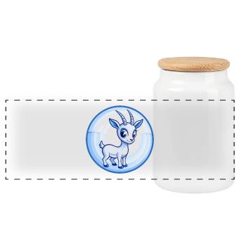 antilope bleu kawaii dessin animé personnage clipart animal de compagnie - Boîte à biscuits avec couvercle en bois - blanc - Devant