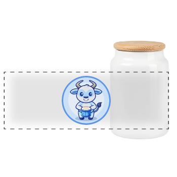 Bongo Blau Kawaii Cartoon Figur Clipart Haustier - Panorama Keksdose mit Holzdeckel - Weiß - Vorne