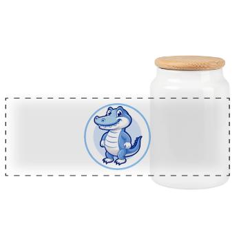 Alligator Blau Kawaii Cartoon Figur Clipart - Panorama Keksdose mit Holzdeckel - Weiß - Vorne