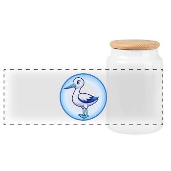 Avocet Blau Kawaii Cartoon Figur Clipart Haustier - Panorama Keksdose mit Holzdeckel - Weiß - Vorne