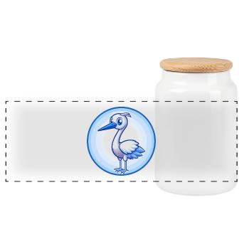 grue bleu kawaii dessin animé personnage clipart animal de compagnie - Boîte à biscuits avec couvercle en bois - blanc - Devant