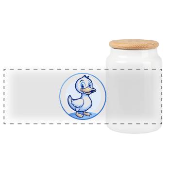 Canard Bleu Kawaii Dessin Animé Personnage Clipart Animal de compagnie - Boîte à biscuits avec couvercle en bois - blanc - Devant