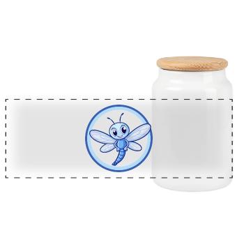 libellule bleu kawaii personnage de dessin animé clipart - Boîte à biscuits avec couvercle en bois - blanc - Devant