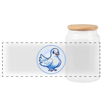 Colombe Bleu Kawaii Dessin Animé Personnage Clipart Animal de compagnie - Boîte à biscuits avec couvercle en bois - blanc - Devant