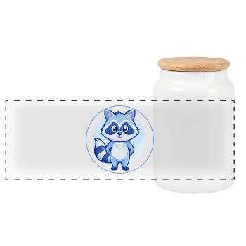 Waschbär Blau Kawaii Cartoon Figur Clipart Haustier - Panorama Keksdose mit Holzdeckel - Weiß - Vorne